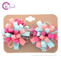 2014new style polyester red grosgrain ribbon ball adult hair clip